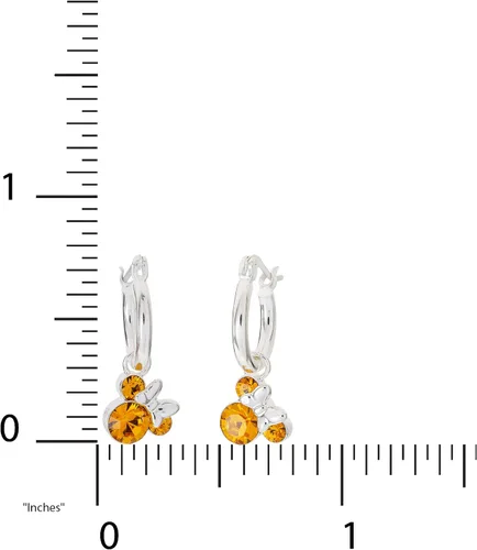 Miniatura 5 de Disney Minnie Mouse Jewelry Crystal Birthstone Silver Plated Hoop Dangle Earrings Latch Back