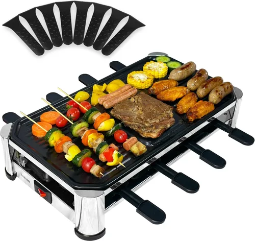 Miniatura 10 de TAMARIT Raclette Mesa de Parrilla Eléctrica Portátil para Queso, Parrilla Coreana de Interior de 1400 W, Parrilla de Queso para Fiestas con Placa