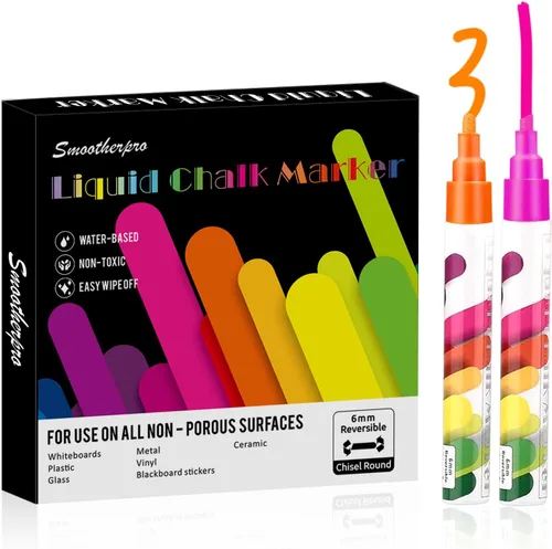 SMOOTHERPRO Juego de marcadores de tiza líquida, 8 colores, pizarra de 0.236 in, marcadores coloridos para promoción de tiendas, tablero de menús,