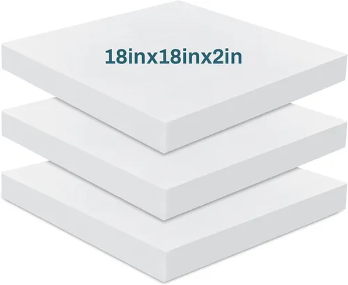 Miniatura 17 de Frienda Paquete de 3 cojines de espuma de alta densidad de 2 x 20 x 20 pulgadas, repuesto de cojín de espuma de corte cuadrado a medida, para silla