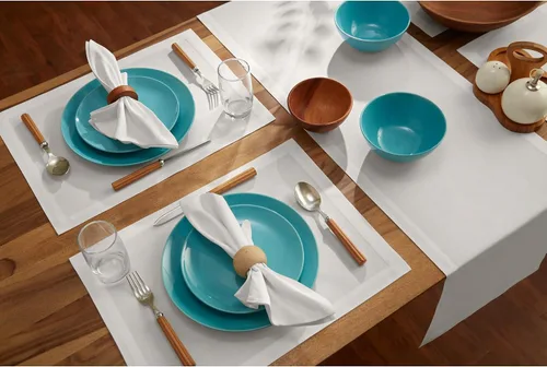 Miniatura 3 de Solino Home Dru – Camino de mesa de lino de algodón Zoe y Florence, manteles individuales y servilletas de cena