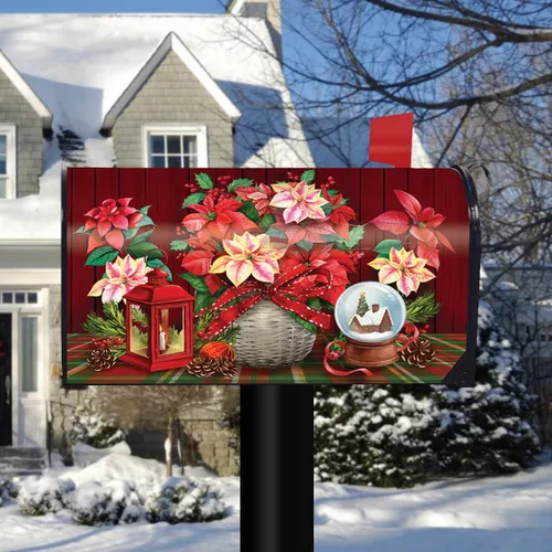 Briarwood Lane - Funda para buzón de Navidad Poinsettia - Tamaño estándar Poinsettia de Navidad