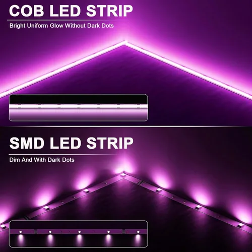 Miniatura 3 de JOYLIT Tira de luces LED COB RGB de 32.8 pies, 24 V, 8400 LED, alta densidad, sin puntos, superbrillante, IP20, no impermeable, 14 W/M, tira de luz