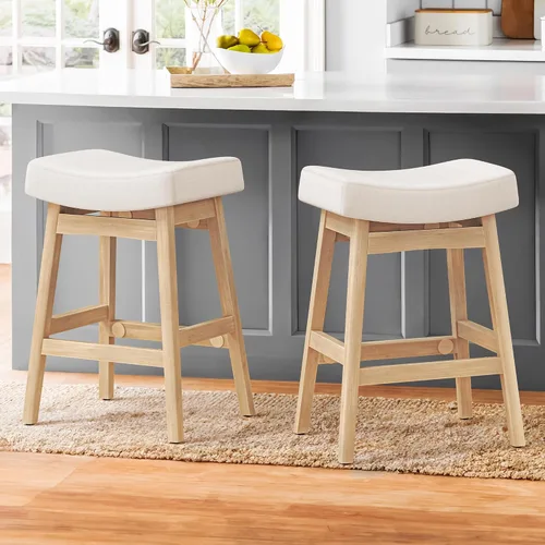 Miniatura 20 de Cozyman Juego de 2 Taburetes de Bar, Taburetes de Bar con Patas de Madera Resistentes, Taburetes de Bar de Altura de Mostrador con Asiento Tipo