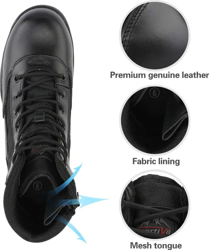 Miniatura 5 de NORTIV 8 Botas de punta de acero para hombres Seguridad Industrial y Construcción Botas de trabajo militar antideslizantes ASTM F2413-18, TROOPER-STL