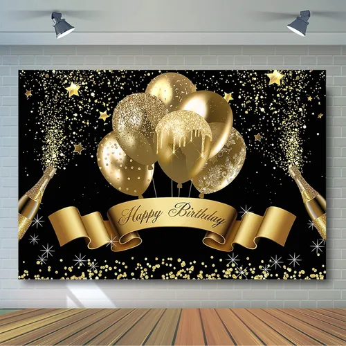 Miniatura 4 de Avezano Telón de fondo de cumpleaños con globo dorado con purpurina para niñas y mujeres, pancarta de fiesta de feliz cumpleaños, fotografía