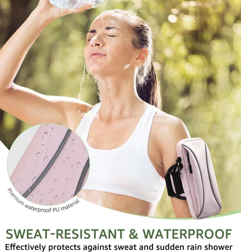 Miniatura 3 de HiRui Bolsa de brazo y bolsa de muñeca para teléfono, brazalete deportivo para correr, gimnasio, ciclismo y entrenamiento, compatible con iPhone