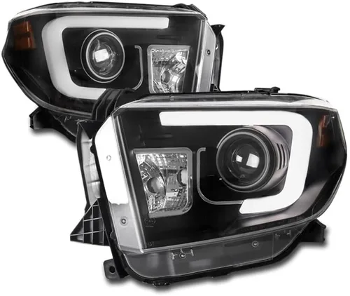 Faros delanteros con proyector de tubo LED, color negro, compatible con camioneta Tundra 2014-2021