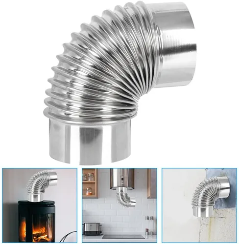 Miniatura 5 de Ciieeo Tubo de chimenea de acero inoxidable con ventilación de escape para codo de estufa de leña