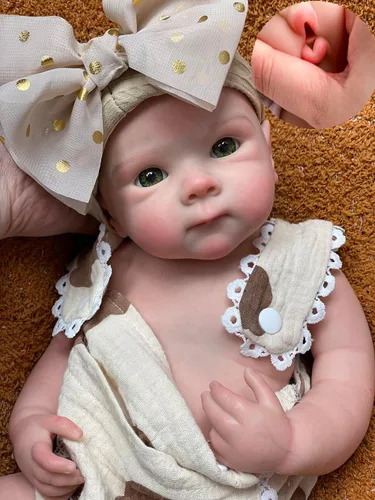 Abenduot Muñeca Bettie niña de 18 pulgadas puede abrir la boca Muñecas de bebé de silicona anatómicamente correctas realistas Cuerpo sólido de