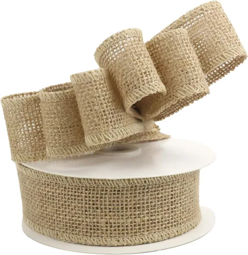 Miniatura 3 de Cinta de arpillera de 1-1/2 pulgadas, cinta para manualidades en carrete, 10 yardas, natural