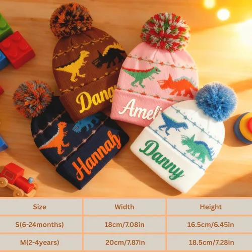 Miniatura 7 de Gorros personalizados de dinosaurio para bebé, sombrero personalizado para niños, sombrero bordado con nombre para niño y niña