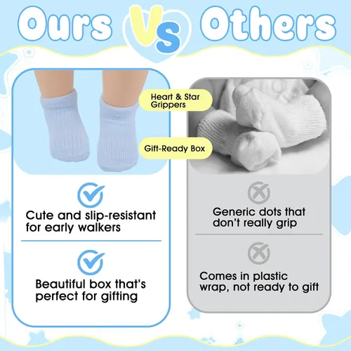 Miniatura 3 de 8 pares de calcetines de bebé con empuñaduras de algodón antideslizantes calcetines de caminar bonitos regalos para recién nacidos, niñas y niños