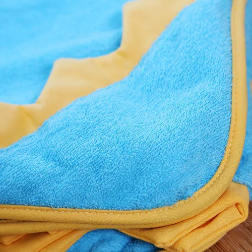 Miniatura 4 de Toalla con capucha prémium para niños, diseño de dinosaurio azul y amarillo para niños, ultra suave y extragrande, tela de toalla 100% de algodón