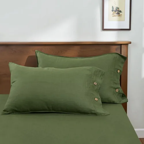 Miniatura 30 de S VICTORY SYMBOL Juego de 2 fundas de almohada de lino 100% a rayas, hilo de lino orgánico natural francés teñido en beige a rayas, King 20"x40