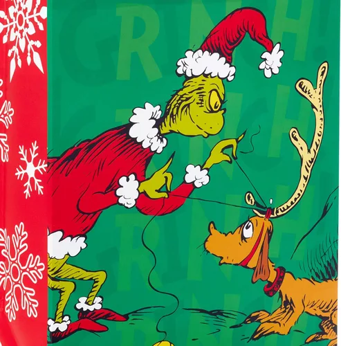 Miniatura 7 de Hallmark Bolsas de regalo de Navidad Grinch para niños (2 bolsas: 1 grande de 13 pulgadas, 1 extra grande de 15 pulgadas) Grinch con Max y trineo