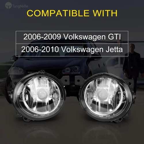 Miniatura 2 de TangMiGe Luces Antiniebla para Volkswagen GTI/Volkswagen Jetta 2006 2007 2008 2009 2010, Faros Antiniebla de Reemplazo Premium (VW GTI/Jetta), 1