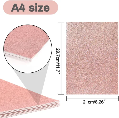 Miniatura 2 de Papel de cartulina con purpurina dorada - Sukh Papel de cartulina con purpurina para manualidades A4 Grueso Colorido para regalos de Navidad, San