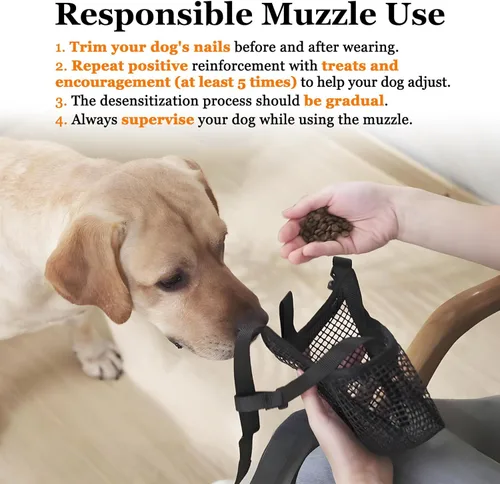 Miniatura 4 de Crazy Felix Bozal para perro, bozal de malla suave para perros pequeños, medianos y grandes, pastor alemán labrador, protector bucal ajustable