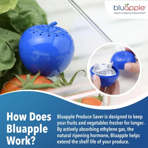 Miniatura 3 de Bluapple Produce Saver Absorbedor De Gas Etileno, Paquete De 2: Mantiene Las Frutas Y Verduras Frescas Por Más Tiempo En El Refrigerador Y Fruteros