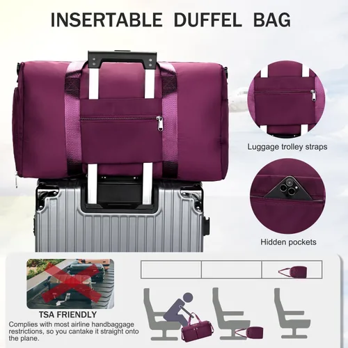 Miniatura 3 de Bolsa de gimnasio para mujeres y hombres con compartimento para zapatos, pequeña bolsa de lona para deportes, viajes, bolsa de mano para fin
