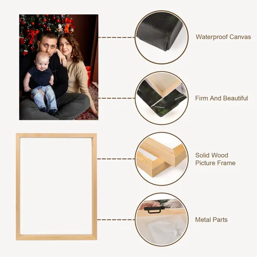 Miniatura 2 de GagetElec Foto personalizada al lienzo, impresiones en lienzo personalizadas con tus fotos (6 x 8 pulgadas enmarcadas), regalos de Navidad