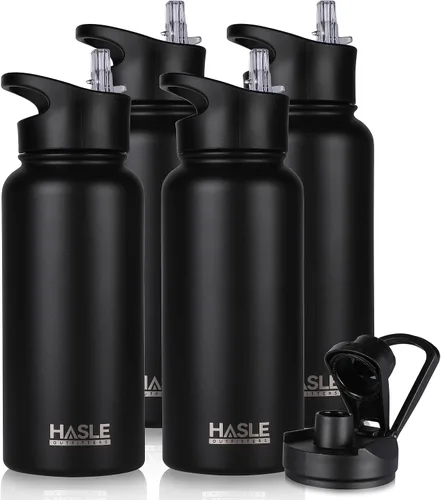 Miniatura 30 de HASLE OUTFITTERS Botella de agua aislada de 22 onzas, botella de agua de acero inoxidable de doble pared, boca ancha con tapa de popote y tapa