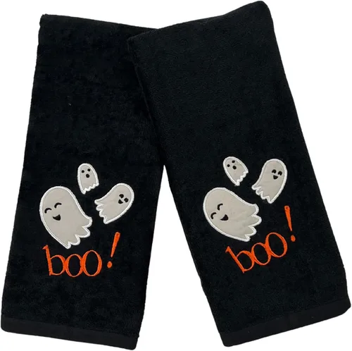 Miniatura 21 de Serafina Home Toallas de mano de baño de Halloween, fantasmas bordados, diseño Boo, juego de 2, color negro, 16 x 25 pulgadas