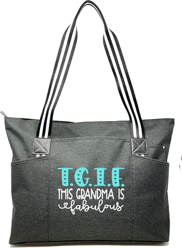 Miniatura 56 de Brooke & Jess Designs Bolso de mano para la abuela – Bolso de lona resistente con cremallera y bolsillo interior para la abuela para uso diario