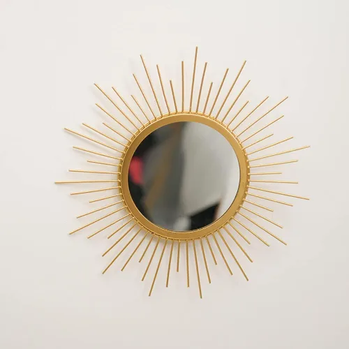 Miniatura 9 de Espejos Dorados para Pared - Espejo de Pared de Metal en Forma de Rayos de Sol, Decoración de Habitación y Decoración del Hogar, Espejo Bohemio