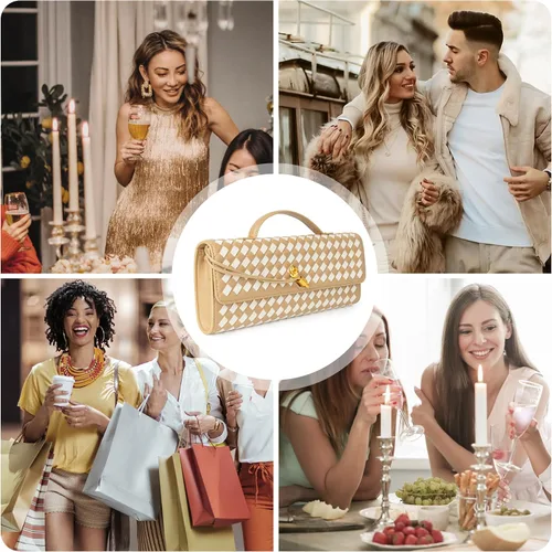 Miniatura 7 de Joryin Bolso tejido para mujer, bolso de mano de cuero tejido, bolso cruzado, bolso formal de noche, cuero vegano
