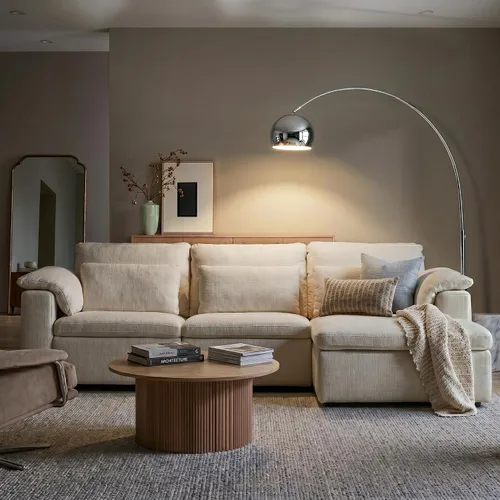 Miniatura 5 de Brightech Olivia Lámpara de pie – Lámpara de arco elegante con cabeza redondeada y base de mármol para sala de estar, lámpara de pie alta