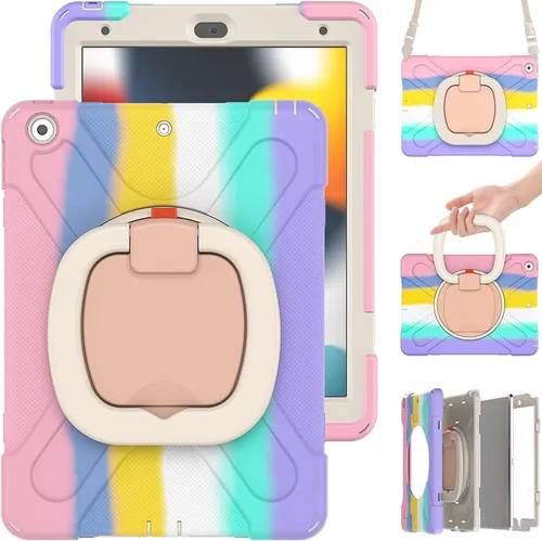 Miniatura 30 de Funda para iPad Air de 3ª generación – Funda resistente para niños con soporte giratorio, soporte para lápices y correa de transporte para iPad