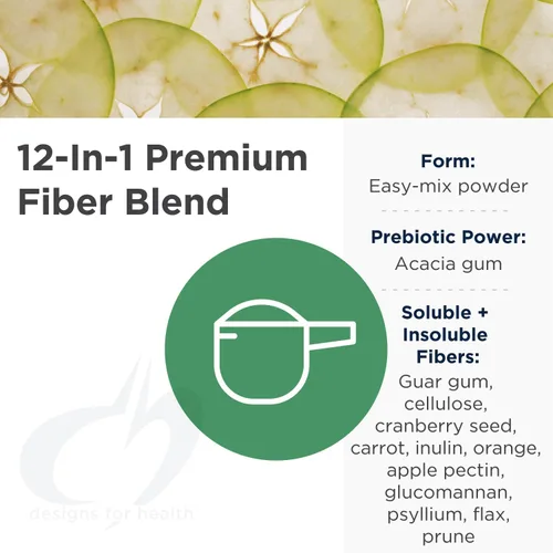 Miniatura 3 de Designs for Health Fiber Prebiotic Complete – Suplemento en polvo de mezcla de 12 fibras digestivas con cáscara de psyllium, lino + pectina