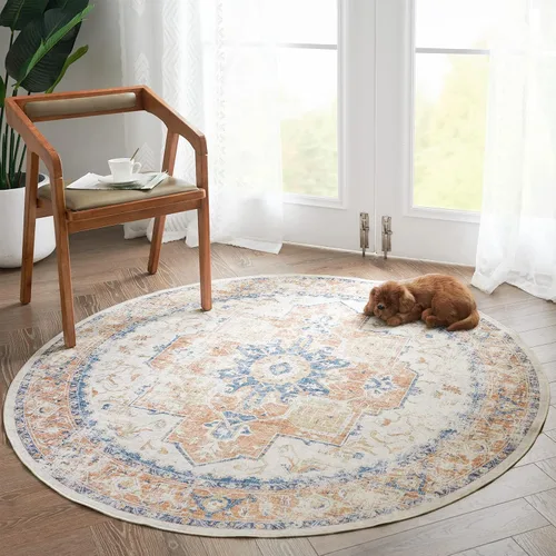 Miniatura 34 de jinchan Alfombra de Área 2x3 pies Alfombra Vintage de Entrada Lavable Bohemia Tapete Interior para Puerta Medallón Floral Tapete Pequeño para Puerta