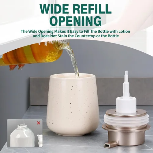 Miniatura 3 de Bosilunlife Dispensador de jabón espumoso de cerámica, dispensador de jabón de espuma de 12 onzas, dispensador de jabón líquido para encimera