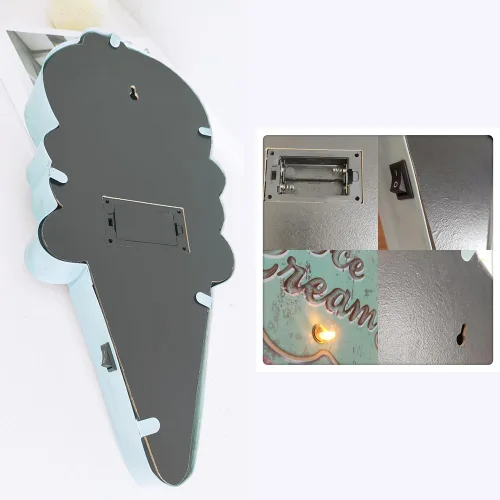 Miniatura 7 de Luz LED retro con forma de helado para decoración de pared, luz nocturna alimentada por batería para dormitorio, sala de estar, habitación