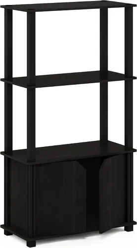 Miniatura 8 de Furinno Brahms - Estantería/Librero/Estante de exhibición/Rack de exhibición multiusos de 4 niveles con puerta, color espresso/negro