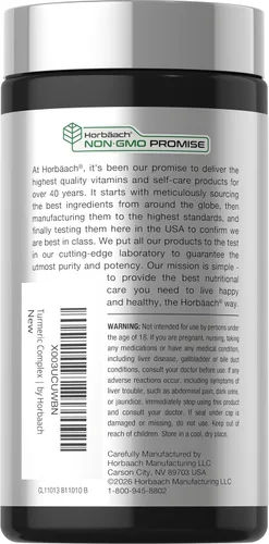Miniatura 3 de Horbäach Suplemento de curcumina de cúrcuma 2250 mg 180 cápsulas con pimienta negra y cereza agria Sin OMG y sin gluten