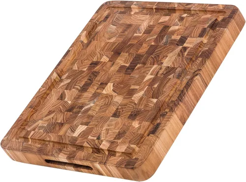 Miniatura 11 de Teakhaus Tabla de cortar en bloque de carnicero - Tabla de cortar extra grande y extra gruesa con canal para jugo - Ideas de regalo para fiestas