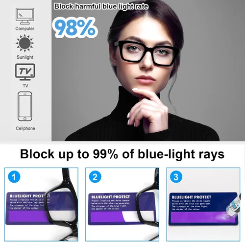 Miniatura 4 de 3 Pack Reading Glasses Women Square Blue Light Blocking Oversized Fashion Large Eyeglasses