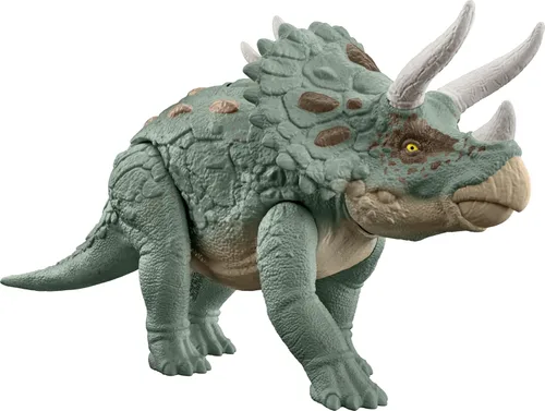Miniatura 11 de Mattel Jurassic World Figura de acción de rastreadores gigantes, juguete de dinosaurio Mapusaurus con ataque de rabieta de mordida mega, espinas