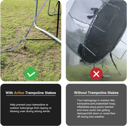 Miniatura 2 de Estacas para trampolín de acero galvanizado, fuerte y galvanizado, kit de anclaje de alto viento para trampolín, tiendas de campaña, anclajes