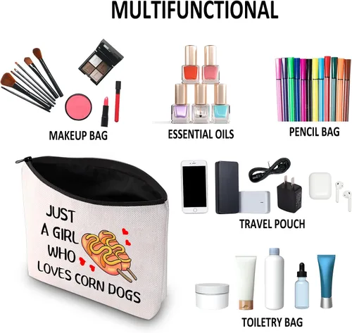 Miniatura 6 de G2TUP Bolsa de maquillaje para perros de maíz, regalo para amantes de los perros de maíz, bolsa de cosméticos Corndog, regalo para amantes