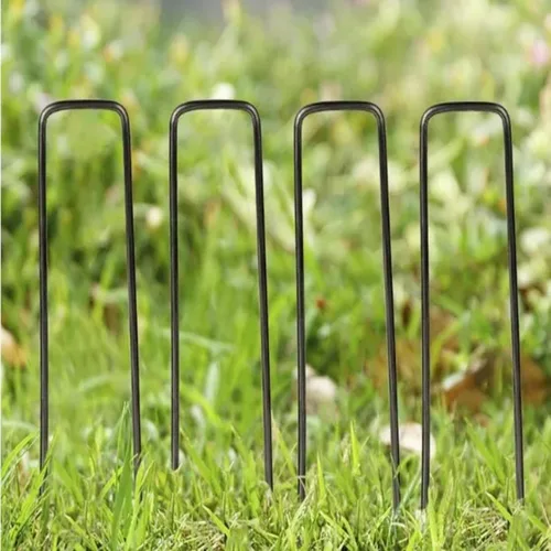 Miniatura 8 de 50 grapas de estacas de jardín + 50 juntas, grapas de paisaje de césped de 6 pulgadas, pasadores galvanizados en forma de U de calibre 11, pasadores