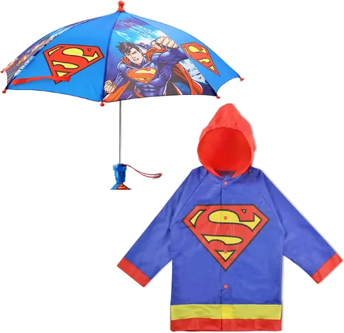 Miniatura 7 de DC Comics Conjunto de paraguas y Slicker, Batman o Superman para niños pequeños, para edades de 2 a 7 años