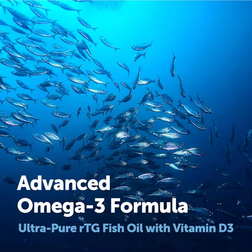 Miniatura 5 de Micro Ingredients Supreme Omega-3 Aceite de pescado con EPA y DHA ultra altos, cápsulas blandas sin eructos rTG Omega-3 con vitamina D3 Pescado