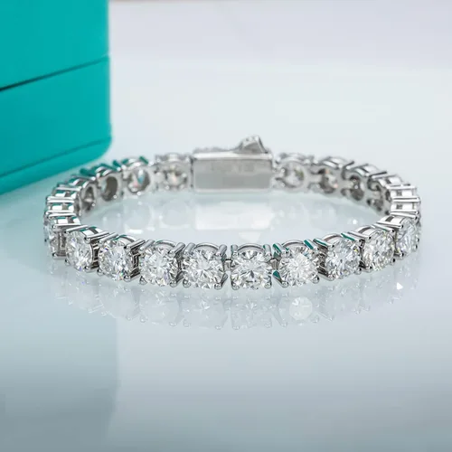Miniatura 9 de AnuClub 11.1CT-32CT Moissanite Tennis Bracelet 925 Sterling Silver Round Cut 4MM/6.5MM D Color VVS1 Moissanites Classic Bracelets for Women Men