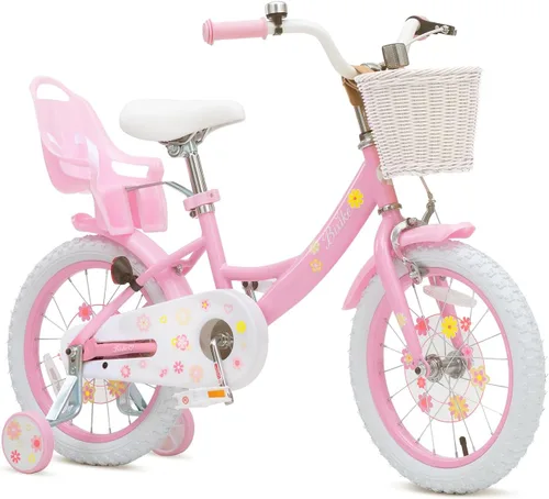Miniatura 7 de Bixike Girls Bike with Basket for Toddlers and Kids Aged 3-14 Years Old, 12 14 16 18 Inch with Training Wheels & Doll Seat, 20 Inch with Kickstand &