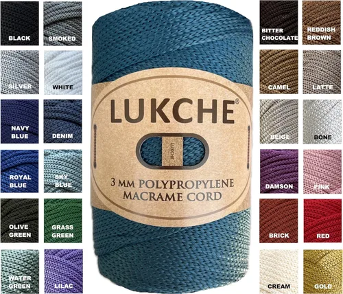 Miniatura 44 de Cordón de macramé de poliéster premium de 3 mm (134.72 metros), (250 g) 100% cuerda de macramé de polipropileno, hilo de crochet de macramé colorido